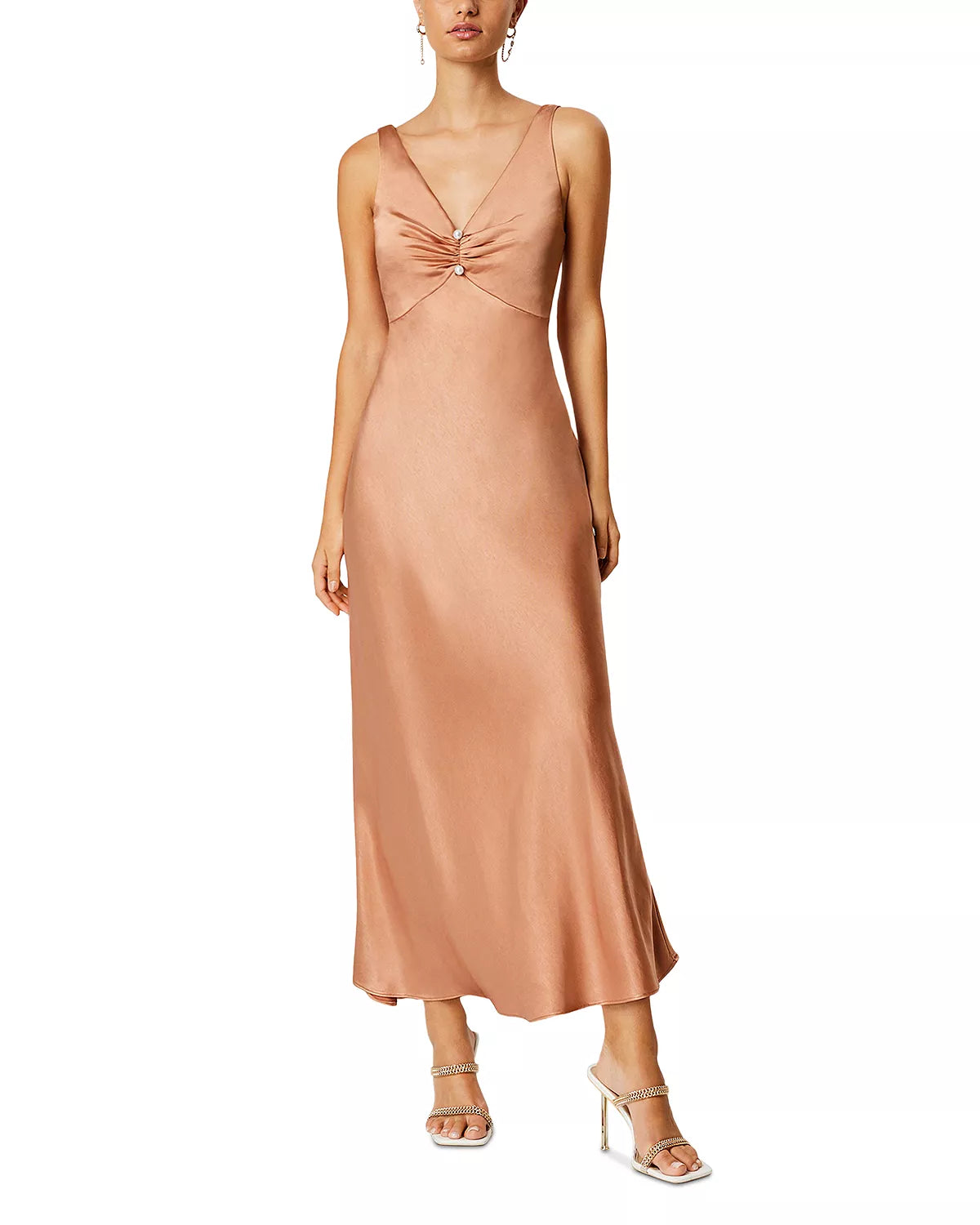 satin slip dress australia Silky Satin Midi Gold