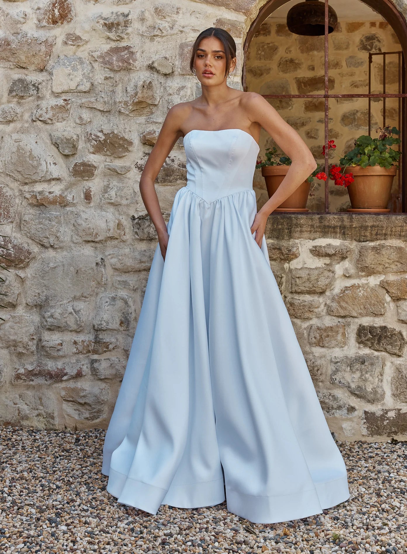 vintage wedding dress near me Bridal Shower Vintage 1940s / 1950s Little White Dresses Wedding Dresses 3/4 Sleeves V Neck Bridal Gown QW2368 US2 / Ivory main image 1