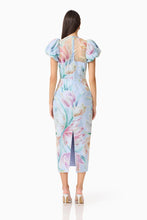 Load image into Gallery viewer, Priselle Puff Sleeve Midi Dress in Blue Floral
