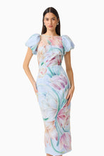Load image into Gallery viewer, Priselle Puff Sleeve Midi Dress in Blue Floral
