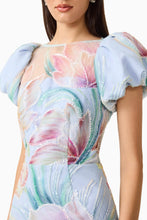 Load image into Gallery viewer, Priselle Puff Sleeve Midi Dress in Blue Floral
