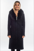 Load image into Gallery viewer, Long Fur Trim Boucle Coat
