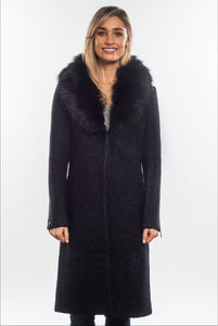 Long Fur Trim Boucle Coat